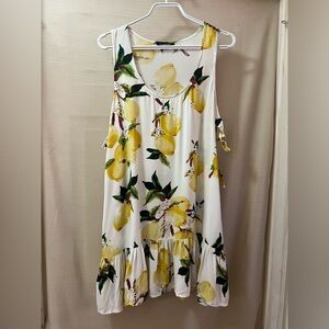 🔴 Spaggia Dolce Lemon Print Sleeveless Dress Size Large Summer Vacation